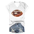 thumbnail image 1 of Women's Fashion Rugby Print V Neck Short Sleeve Printed T Shirt Top, 1 of 4