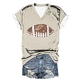 thumbnail image 1 of Women's Fashion Rugby Print V Neck Short Sleeve Printed T Shirt Top, 1 of 4