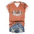 thumbnail image 1 of Women's Fashion Rugby Print V Neck Short Sleeve Printed T Shirt Top, 1 of 4