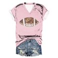 thumbnail image 1 of Women's Fashion Rugby Print V Neck Short Sleeve Printed T Shirt Top, 1 of 4