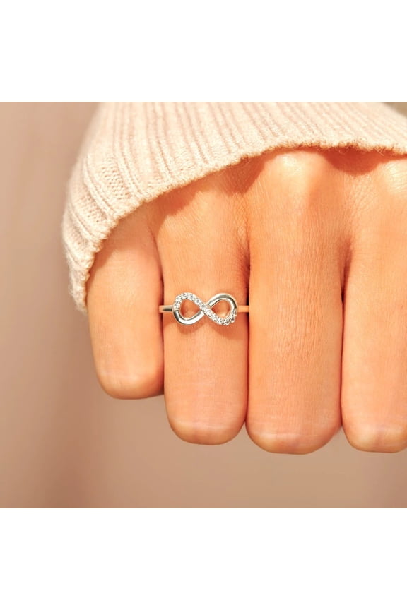 Women's Fashion S925 Sterling Silver Lucky 8 Set Zircon Ring