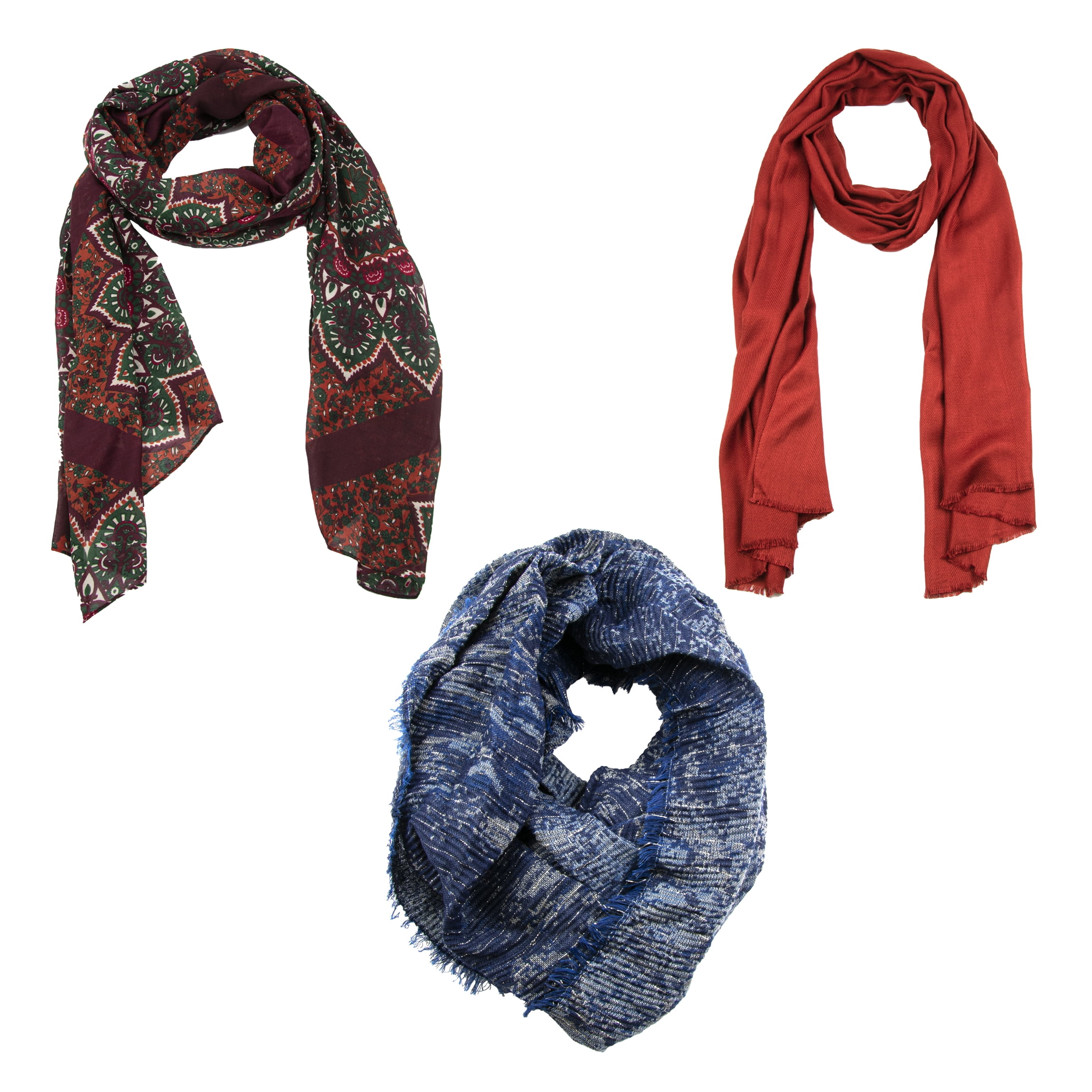 Women's Fashion Scarf Bundle - Pashmina, Classic and Infinity Style Scarves  