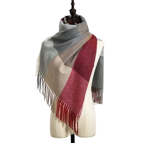 Women's Fashion Scarf Long Shawl Winter Thickened Warm Imitation Large Plaid Scarf
