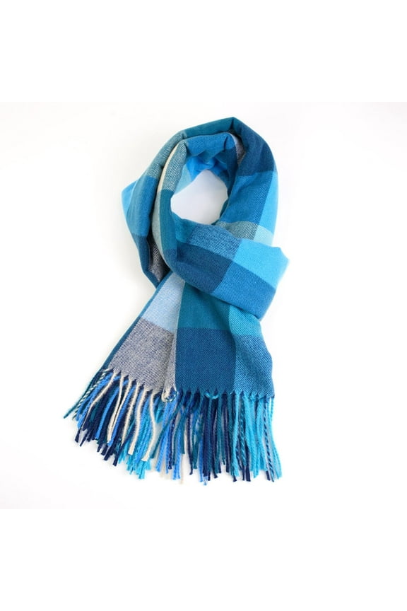 Women's Fashion Scarves Long Shawl Winter Thick Warm Knit Large Plaid Scarf Women's Fringe Scarf Winter Scarf for Women Windproof Warm Tassel Scarves Plaid Long Shawl for Cold Weather