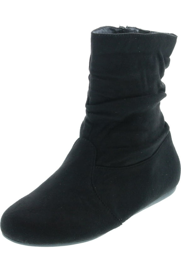 Women's Fashion Selena-03 Calf Flat Heel Side Zipper Slouch Ankle Boots