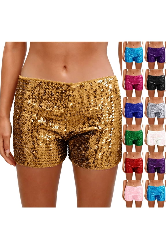 Women's Fashion Sequin Slim-Fit Low-Waist Versatile Hot Pants, Glitter Shorts for Carnival Parties, Nightclub Events, and Summer FestivalsHot PinkM