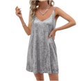 thumbnail image 1 of Women's Fashion Sequin Solid Color Suspender Dress for New Year's Eve, Clubs, and Evening Galas Silver S, 1 of 5