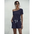 thumbnail image 1 of Women's Fashion Sexy Off-Shoulder Short-Sleeve Pockets Lace-up Inclined Shoulder Off-Shoulder Romper, 1 of 2