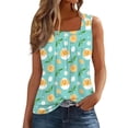 thumbnail image 1 of Women's Fashion Sexy Pleated Square Neck Easter Print Sleeveless Vest Top, 1 of 6