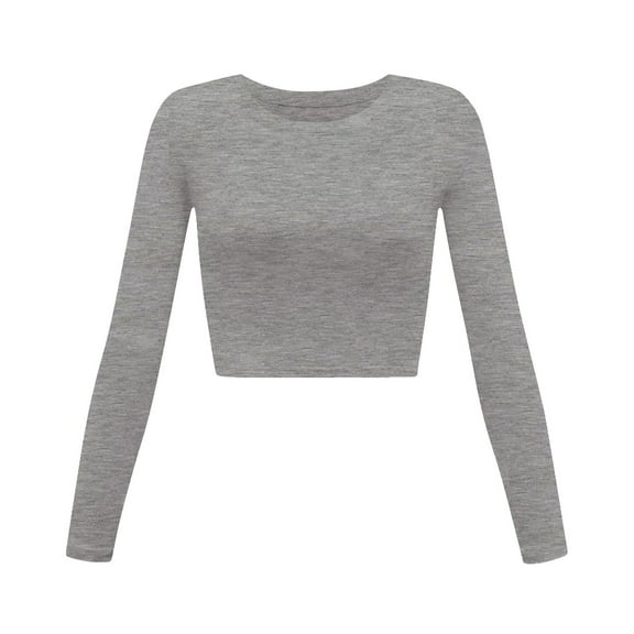 Women's Fashion Sexy Slim Fit Long Sleeve Round Neck Casual Top for Autumn Winter Sports and Daily Wear
