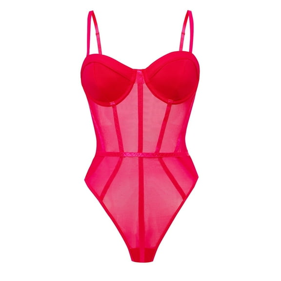 Women's Fashion Sexy Suspender Mesh Corset Underwear Bodysuit Tops