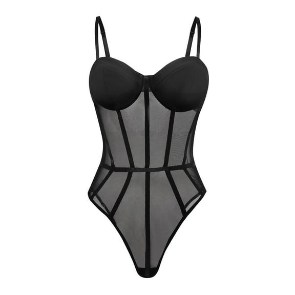 Women's Fashion Sexy Suspender Mesh Corset Underwear Bodysuit Tops