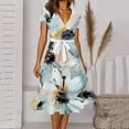 thumbnail image 1 of Women's Fashion Sexy Vintage V Neck Short Sleeve Printing Party Dresses, 1 of 4
