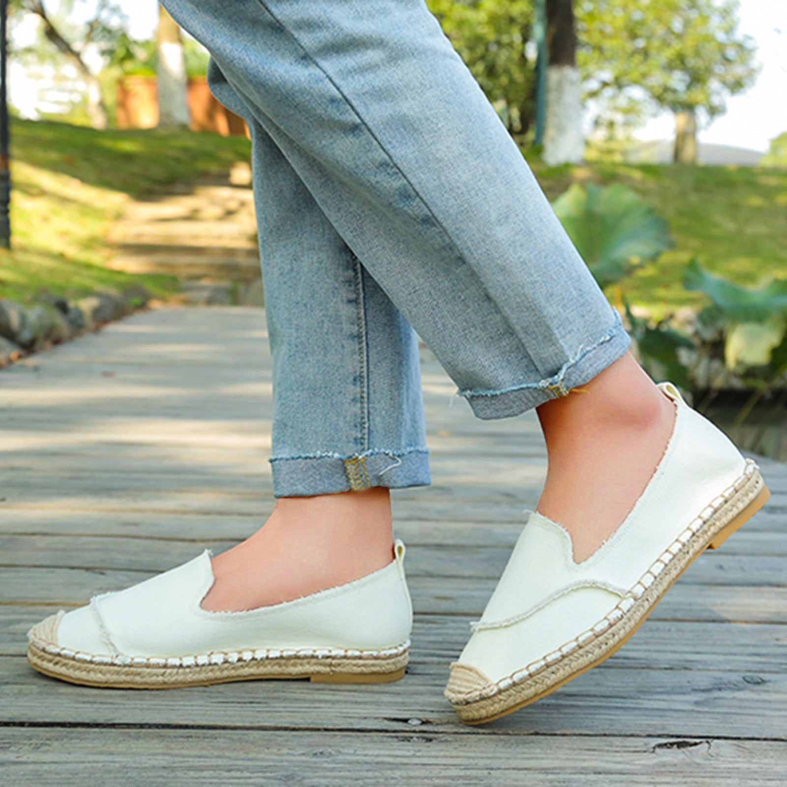 Women s Fashion Shallow Mouth Flat Solid Color Retro Canvas Casual