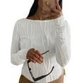 thumbnail image 1 of Womens Fashion Shirt Crew Neck Long Sleeve T-Shirt Three-Dimensional Textured Slim Fit Pullover Tops, 1 of 7