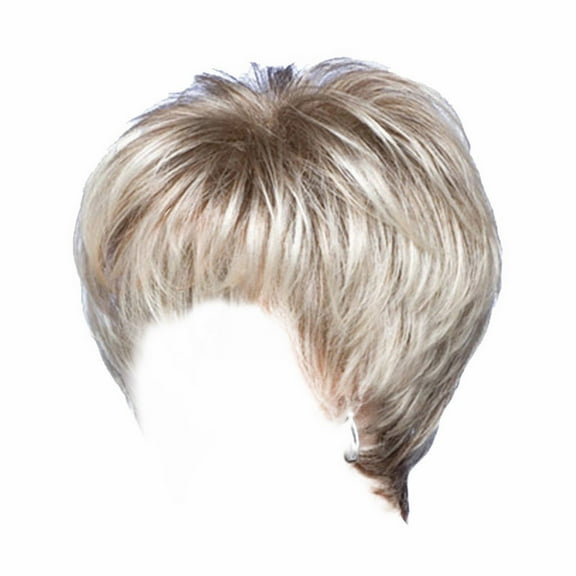 Women's Fashion Short Hair Wig Light Gold Synthetic Fiber Hairpiece for Daily Style