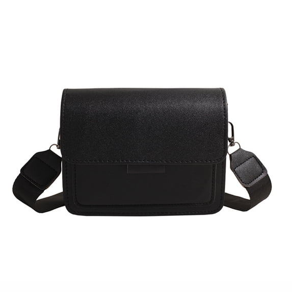 Women's Fashion Shoulder Bag Vintage Solid Color Casual Crossbody Small Square Purse Black