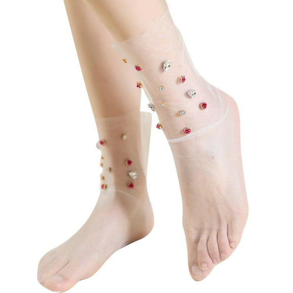 Women's Fashion Silk Stockings Socks Breathable Lace Socks Solid Color Socks