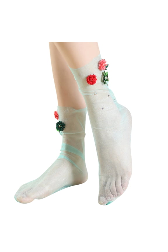 Women's Fashion Silk Stockings Socks Breathable Lace Socks Solid Color Socks