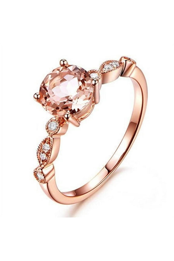Women's Fashion Simple Champagne Copper Rose Gold Zircon Ring