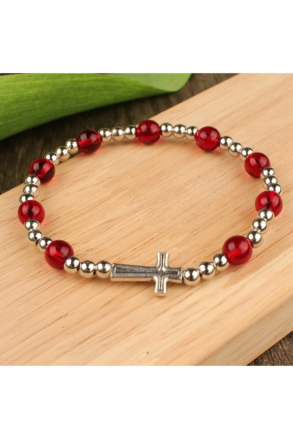 Women's Fashion Simple Cross Rosary Bracelet