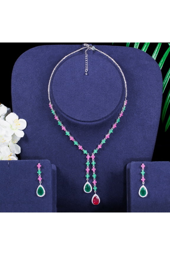 Women's Fashion Simple Necklace Earrings Two-piece Set