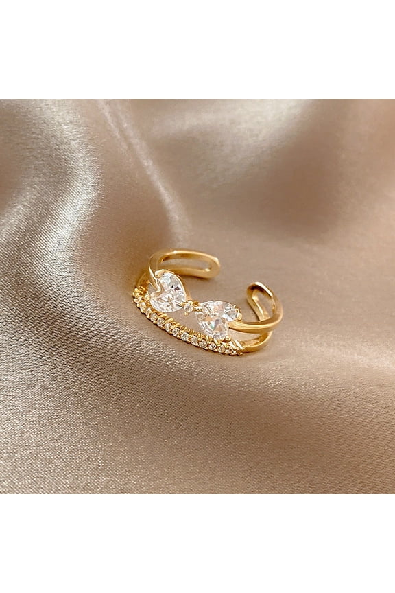Women's Fashion Simple Zircon Bow Ring
