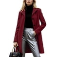 thumbnail image 1 of Coats for Women Single Breasted Trench Coat Fashion A-Line Fall Winter Jackets, Business Casual Style for Long Sleeve Outerwear,Wine,3XL, 1 of 4