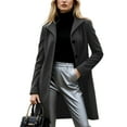 thumbnail image 1 of Coats for Women Single Breasted Trench Coat Fashion A-Line Fall Winter Jackets, Business Casual Style for Long Sleeve Outerwear,Gray,2XL, 1 of 4