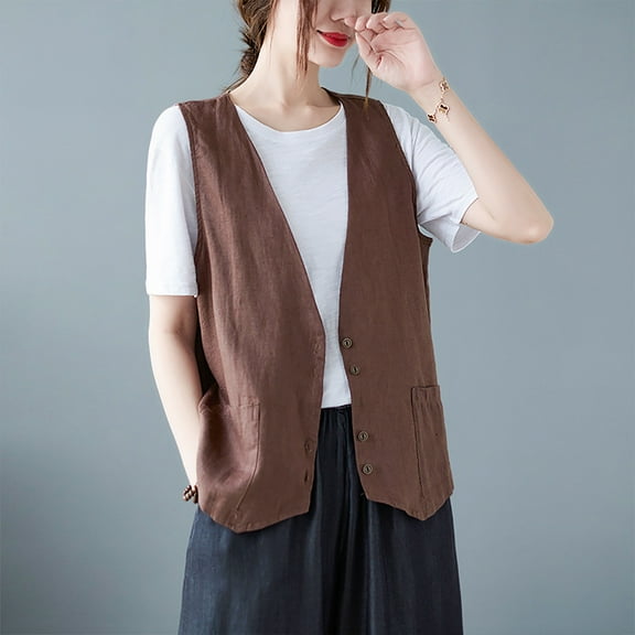 Women's Fashion Sleeveless Outerwear Vest Lightweight Casual Layering Piece for Everyday Wear