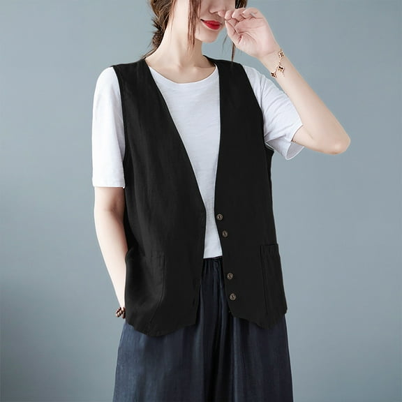 Women's Fashion Sleeveless Outerwear Vest Lightweight Casual Layering Piece for Everyday Wear