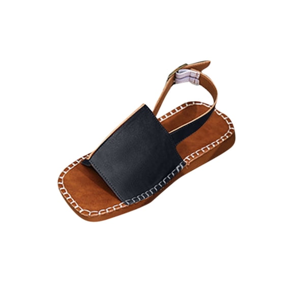 Women's Fashion Slingback Wedge Sandals Hollow Out Square Toe Thick Sole Slippers Solid Casual Beach Shoes for Summer