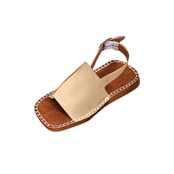 Women's Fashion Slingback Wedge Sandals Hollow Out Square Toe Thick Sole Slippers Solid Casual Beach Shoes for Summer