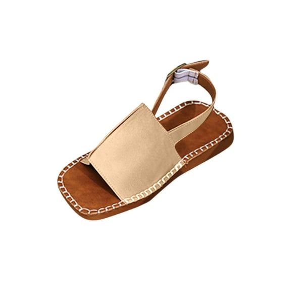 Women's Fashion Slingback Wedge Sandals Hollow Out Square Toe Thick Sole Slippers Solid Casual Beach Shoes for Summer