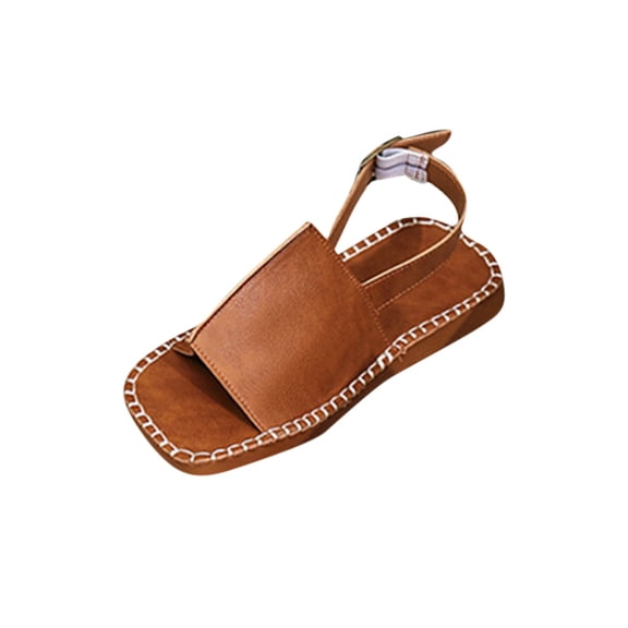 Women's Fashion Slingback Wedge Sandals Hollow Out Square Toe Thick Sole Slippers Solid Casual Beach Shoes for Summer