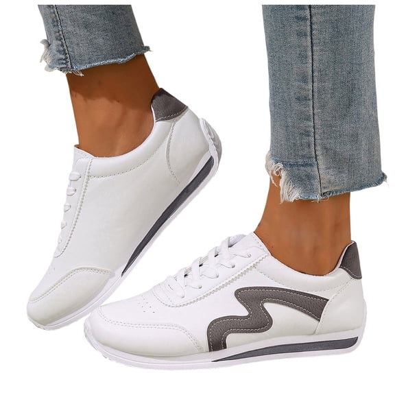 Women's Fashion Sneakers Classic Retro Color Block Antislip Walking Shoes Trainers Skate Shoes Casual Low Top Tennis Shoes Gray Size 7