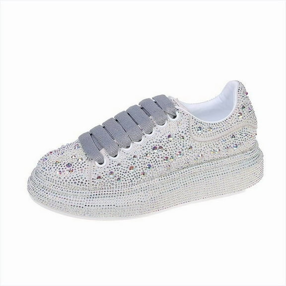 Women's Fashion Sneakers | Rhinestone & Glitter Decor Platform Shoes for Wedding, Party & Evening Events