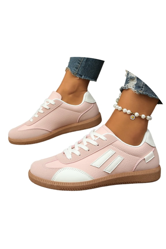 Women's Fashion Sneakers Trendy Stylish Low Top Classic Retro Casual Ladies Comfortable Running Walking Shoes(Color:Light Pink,Size:6.5)
