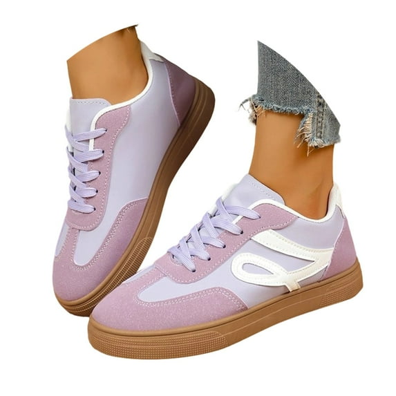 Women's Fashion Sneakers Trendy Stylish Low Top Classic Retro Casual Ladies Comfortable Running Walking Shoes(Color:Purple,Size:5.5)
