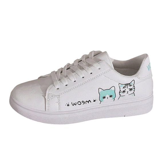 Women's Fashion Sneakers White Shoes Comfortable Breathable Casual Platform Sneakers Low Top Lace Up Footwer for Walking Running Wedding