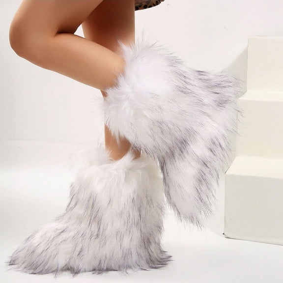 Women's Fashion Snow Boots, Cozy Plush Furry Liner, Thick & Warm Mid-Calf Boots for Winter 2026