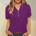 thumbnail image 1 of Women's Fashion Solid Button Shirt, V-neck Loose Cotton Linen T-shirt Blouse, Casual Short Sleeve Top, Breathable and Comfortable for Spring and Summer, Versatile and Stylish V-neck Blouse, 1 of 7