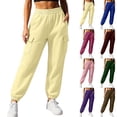 thumbnail image 1 of Women's Fashion Solid Casual Sweatpants, Elastic Stretch Waistband Storage Side Pockets Light Fabric, All Season Versatile Daily Sport Long | TruHer,Green S, 1 of 8