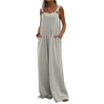 thumbnail image 1 of Women’s Fashion Solid Color Button Suspender Overalls with Pockets, 1 of 9