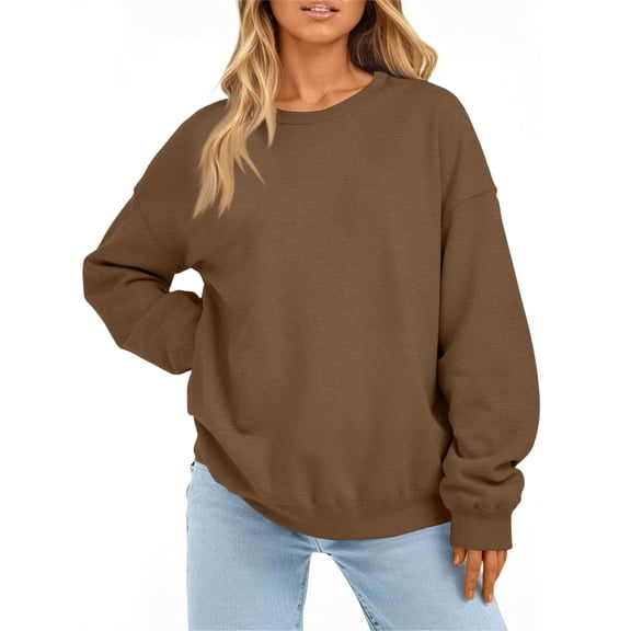 Women's Fashion Solid Color Casual Long Sleeve Hoodie for Everyday Comfort and Versatile Wear with Modern Design,Brown,XL