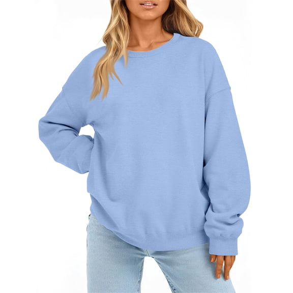 Women's Fashion Solid Color Casual Long Sleeve Hoodie for Everyday Comfort and Versatile Wear with Modern Design,Light Blue,S