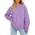 thumbnail image 1 of Women's Fashion Solid Color Casual Long Sleeve Hoodie for Everyday Comfort and Versatile Wear with Modern Design,Light Purple,2XL, 1 of 7