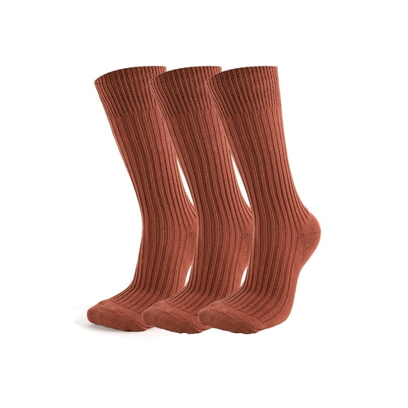 Women's Fashion Solid Color Cotton Socks, Candy Color Ribbed Socks, 3 Pairs