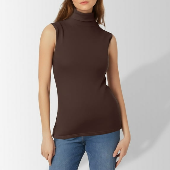 Women's Fashion Solid Color Inside A Small Shirt Sleeveless Turtleneck Vest Base Shirt Athletic Crop Top Woman Top Base 4x Womens Tops plus Size A Band T Shirt Crop Top 4x Women Top Sleeveless Shirts