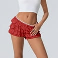 thumbnail image 1 of Women's Fashion Solid Color Lace Elastic Waist Casual Shorts, 1 of 7